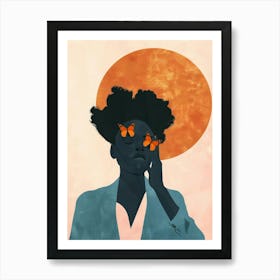 Portrait Of A Woman With Butterflies 2 Art Print