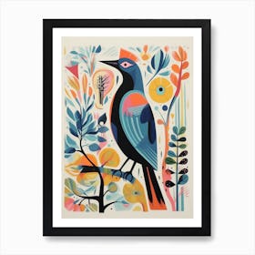 Colourful Scandi Bird Cormorant 2 Art Print