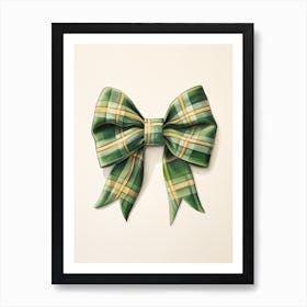 Green Tartan Bow Art Print