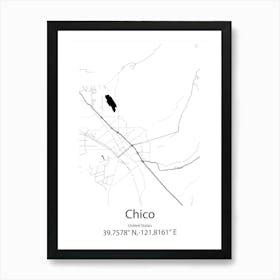 Chico,United States Minimalist Map Art Print