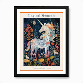 Unicorn With Lambs Fauvism Inspired 2 Poster Art Print