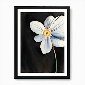 Big White Flower - vertical floral black white yellow Art Print