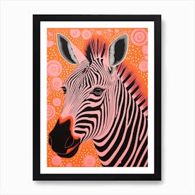 Zebra Orange & Pink Pattern 5 Art Print