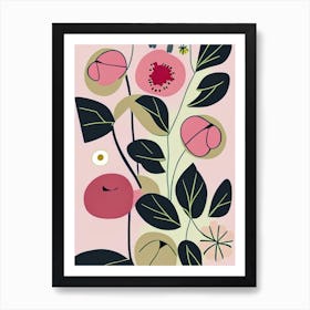 Wild Strawberry Wildflower Modern Muted Colours 1 Art Print