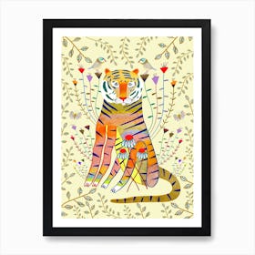 Tiger Gold Leaves Art Print