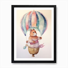 Baby Squirrel 4 In A Hot Air Balloon Art Print