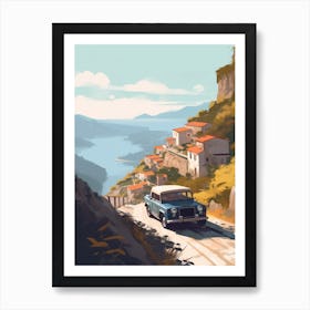 A Toyota Land Cruiser In Amalfi Coast, Italy, Car Illustration 3 Art Print