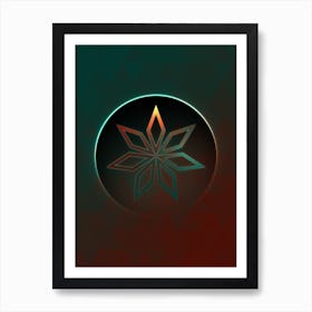 Geometric Neon Glyph on Jewel Tone Triangle Pattern 283 Art Print