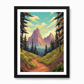 Wonderland Trail Usa 1 Vintage Travel Illustration Art Print