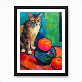 Amaryllis With A Cat 4 Fauvist Style Painting Art Print