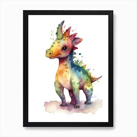 Lambeosaurus Cute Dinosaur Watercolour 4 Art Print