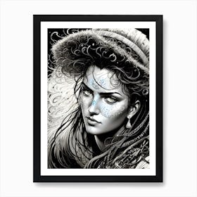 Woman Black And White Painting 1 Art Print