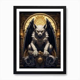  Gargoyle Tarot Card Black & Gold 4 Art Print