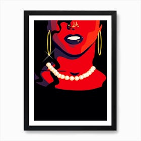 Illustration Art Prints Woman With Pearls 1 Art Print