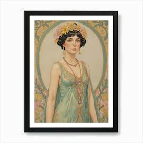 Vintage Lady In Green Art Print