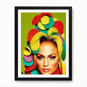 Jennifer Lopez Colourful Pop Art Art Print