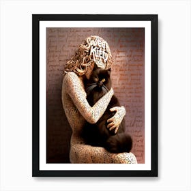 Black Cat Sweet Kitty Wall Art Art Print