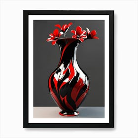 Red And Black Vase Art Print