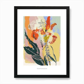 Colourful Flower Illustration Poster Snapdragon 3 Art Print