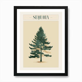 Sequoia Tree Minimal Japandi Illustration 1 Poster Art Print