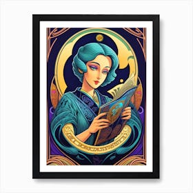 Elegant lady reading a book Art Print