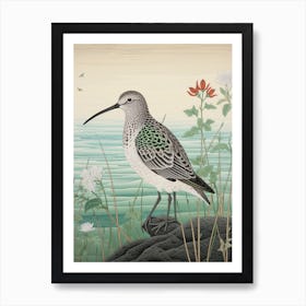 Ohara Koson Inspired Bird Painting Dunlin 4 Art Print