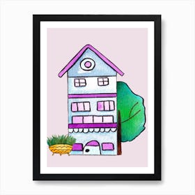 Blue And Purple House Art Print