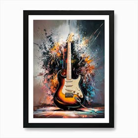 Modern Electric Guitar Oil Painting #4 Art Print