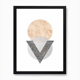 Peach and Grey Marble Circles Art Print