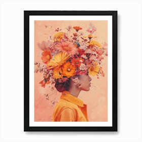 Flowers On A Woman'S Head 1 Art Print