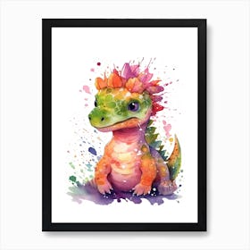 Kritosaurus Cute Dinosaur Watercolour 2 Art Print