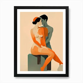 Intimate Harmony: A Nude Couple In Love Art Print