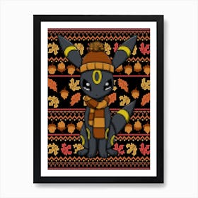 Fall Umbreon Sweater - Pokemon Autumn Art Print