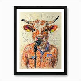 Cow In A Suit 1 Art Print