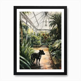 Painting Of A Dog In Royal Botanic Garden, Melbourne In The Style Of Watercolour 01 Art Print