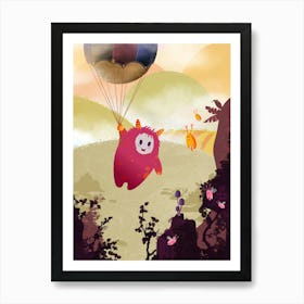 Flying With A Balloon Art Print