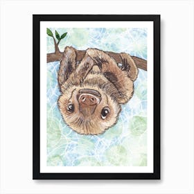 Sloth Hanging On A Branch Art Print