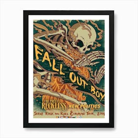 Fall Out Boy Poster Vintage Rock Band Emo Pop Punk Wall Art Art Print