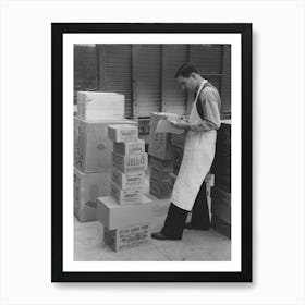 Checking Delivery Of Supplies From Wholesale Grocery Store, San Angelo, Texas By Russell Lee 1 Art Print