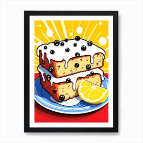 Cartoon Lemon Drizzle Pop Art Cake Art Print