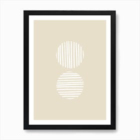 Striped Circles Beige Art Print