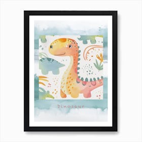 Cute Spiky Pattern Dinosaur 1 Poster Art Print