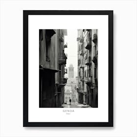 Poster Of Genoa, Italy, Black And White Analogue Photography 1 Art Print