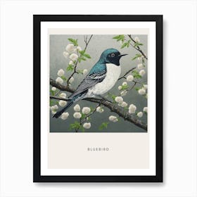 Ohara Koson Inspired Bird Painting Bluebird 1 Poster Art Print