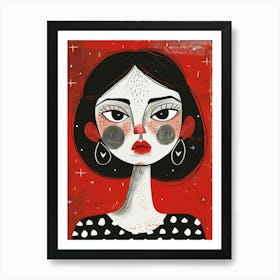 Girl With Polka Dots 3 Art Print