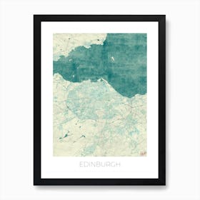 Edinburgh Map Vintage in Blue Art Print