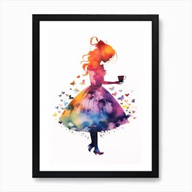 Alice In Wonderland Colourful Watercolour Art Print
