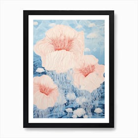 Lions Mane Jellyfish Washed Illustration 3 Art Print