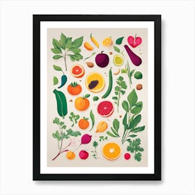 Fresh Fruits And Vegetables 1 Art Print