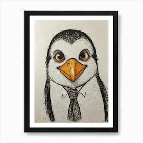 Penguin In A Suit Art Print